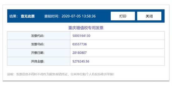 图2  “国家税务总局全国增值税发票查询系统”查询结果（序号6）