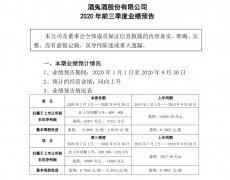 酒鬼酒前三季度预盈利2.94亿至3.3亿 同比增长60